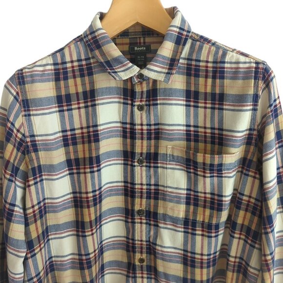 Roots Plaid Flannel Button Down  Shirt - Picture 3 of 3